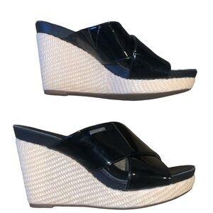 CALVIN KLEIN Jaclyn Black Platform Sandal Open Toes size 8